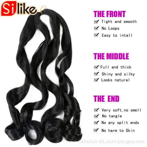 20 Inch Loose Curl  Wave Crochet Braids Synthetic Braiding Hair  Pre-Looped Natural Black Deep Wave Crochet Hair Extensions